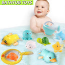 Bath Toys for Babies 6-12 Months+, Wind-up Ducks Bath Toys for Kids Ages 1-3, No Hole Ocean Animal Floating Pool Toys, Watering Can Fishing Net Water Toys for Toddlers by TinyTreasures Baby Boutique