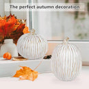 2Pcs Halloween Pumpkin Artificial Resin Pumpkins Decor for Mantel Harvest Autumn Tabletop Decoration Gold Fall Pumpkin Decorations Thanksgiving Table Centerpieces (Set B, ONE Size) by CozyNest Decor
