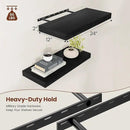 Black Floating Shelves for Wall 24 Inches Long, 12" Deep Wall Shelves 2" Thick, Heavy Duty Shelf for Bedroom, Bathroom, Living Room, Kitchen, Office, Home Decor, Modern Shelf Set of 2, 24" X 12" X 2" by CozyNest Decor