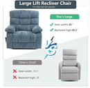Lay Flat Recliner with Vibration Massage and Lumbar Heating, 26'' Wide Chair with Infinite Position and 2 Remote Controls, Soft Chenille Lift for Living Room, Grayish Blue by CozyNest Decor
