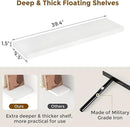 40 Inch Floating Shelves White, 40" W x 9" D Floating Shelf Set of 2, Farmhouse Wood Wall Shelves for Bedroom, Kitchen, Wall Mounted Deep Shelving for Home Decor by CozyNest Decor