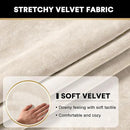 PrinceDeco Velvet Couch Cushion Cover Soft Stretch Cushion Slipcover for Chair Loveseat Sofa Cushion Furniture Protector Seat Cushion Sofa Cover (2 Piece Large Sofa Cushion Covers, Ivory) by CozyNest Decor