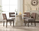Kmax Farmhouse Dining Chairs Set of 4, Rustic Kitchen Chairs with Linen Fabric Seat and Woven Back, Vintage Accent Chairs for Dining Room, Living Room, Grey by CozyNest Decor