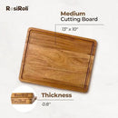Acacia Wood Cutting Board for Kitchen - 0.8 inch Thick Wood Charcuterie Cheese Board with Side Handles and Juice Grooves, Wooden Chopping Block for Meat and Veggies, 13x10 inch by CozyNest Decor