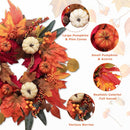 Fall Wreaths for Front Door, DECSPAS 21" Fall Wreath with Maple Leaves Pumpkin Berries, Autumn Decorations for Home, Artificial Harvest Door Wreath Outside, Window, Wall, Fireplace, Thanksgiving Decor by CozyNest Decor