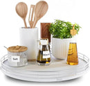13" Lazy Susan Turntable Organizer for Table Top, Round Wooden Lazy Susan for Cabinet Kitchen Decor Centerpieces Coffee Table, Storage Condiments Spices, Bathroom Vanity Tray for Soap, White by CozyNest Decor
