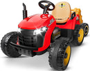 24V Ride On Tractor w/Tiltable & Detachable Trailer, 2x65W Motors, EVA Tires, Remote Control, Bluetooth, Shifter, Music, Electric Car for Kids Ages 2-5, Red by TinyTreasures Baby Boutique