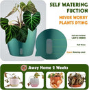 Self Watering Pots for Indoor Plants, 4-Pack 6.7'' Self Watering Planter with Drainage Holes, Small African Violet Pots with Water Indicator, Clear Wick Orchid Pot, Blue Gold by CozyNest Decor