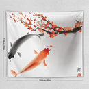 Houselerax Japanese Koi Fish Tapestry, Cherry Blossoms Asian Oriental Flower Branch Koi Fish Carp Tapestries Wall Hanging for Bedroom Living Room Office Decor 60"x50" by CozyNest Decor