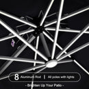PURPLE LEAF 11ft Solar LED Patio Umbrella - Large Round Cantilever Umbrella with LED Lights, Windproof, Heavy Duty for Garden, Deck, Pool, Patio, Black by GreenHaven Gardens