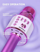 BONAOK Wireless Bluetooth Karaoke Microphone, Portable Toy Microphone for Singing, Gifts to Girls Boys Kids Adults All Age Q37（Bright Purple） by TinyTreasures Baby Boutique