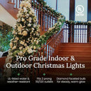 Pro Christmas M5 LED Holiday Lights - 70 Bulbs, 23.3ft - Professional Grade Indoor Outdoor Diamond Cut Sparkle Light Strings for Home Decorations and Christmas Trees - Green by GreenHaven Gardens