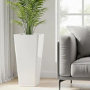 WORTH Garden Large 28 in.Tall Planters Set of 2 for Indoor and Outdoor, Heavy Duty Plastic White Modern Taper Flower Plant Pots with Drainage Hole and Dual-Purpose Tray for Front Porch, Patio by CozyNest Decor