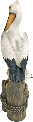 Design Toscano Coastal Decor Ocean's Perch Pelicans Garden Bird Statue, 9 Inch Wide, 24 Inch Tall, Cast Stone Resin, Full Color Finish by CozyNest Decor