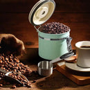 ShanSon Coffee Canister Airtight Coffee Container Stainless Steel Coffee Bean Storage Container with CO2 Release Valve and Scoop Coffee Canister for Beans,Grounds,Sugar,Flour,Tea,Cereal,11OZ,Green by CozyNest Decor