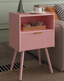 Nightstand,Modern Bedside Table with Storage Drawer and Open Wood Shelf, Accent Night Stand with Solid Wood Legs for Living Room, Bedroom and Small Spaces,Easy Assembly (Pink) by CozyNest Decor