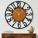 Maxstar Round Wall Clock for Living Room Decor Battery Operated Non Ticking Black Metal Wood Clocks for Home Living Room Garden Office Kitchen Decoration -20 inch by CozyNest Decor