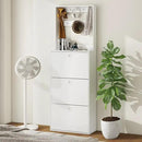 Shoe Storage Cabinet with 3 Flip Drawers, Narrow Shoe Cabinet with 9 Hooks Coat Rack, Freestanding Slim Shoe Storage Organizer for Entryway, Hallway, Entrance, Bedroom, Living Room, White by CozyNest Decor