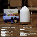 200ML Ceramic Essential Oil Diffuser - Ultrasonic Aromatherapy & Humidifier with 7-Color LED Lights, Auto Shut-Off, Wood Grain Base, 1H/3H/6H Timer | Scent for Home, Office, Yoga by TinyTreasures Baby Boutique
