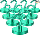 MIKEDE Strong Magnetic Hooks, 110Lbs Heavy Duty Magnetic Hooks for Cruise, Neodymium Earth Magnets with Hooks for Hanging, Super Metal Industrial Magnets for Grill, Storage (Green,10 Pack) by CozyNest Decor