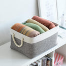Large Storage Baskets for Shelves, Fabric Baskets for Organizing, Collapsible Storage Bins for Closet, Nursery, Clothes, Toys, Home & Office [3-Pack, White&Grey] by TinyTreasures Baby Boutique