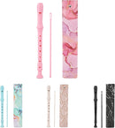 Recorder Instrument for Beginner Kids Adults,8-Hole Soprano Descant Recorder Music Flute with with Cleaning Rod & Leather Case For School Student Home Entertainment(2-Pink Splash-ink) by TinyTreasures Baby Boutique