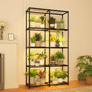 Plant Stand With Grow Light Indoor Outdoor Tall Wide Plant Shelf Metal Waterproof Black Plant Rack for Multiple Plant Holder Flower Pot Table 5 Tiers by GreenHaven Gardens