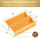 Umilife Bamboo Kitchen Drawer Organizer, Extra High Silverware Tray, Flatware Cutlery Storage Box, Multi-Use Holder in Office, Bathroom, Pantry - 9"x3"x2.5" (Set of 2) by CozyNest Decor