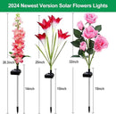 Solar Garden Lights - 6 Pack Solar Flowers with Lily Rose Delphinium, Waterproof Gardening Gifts for Mom, Grandma, Women - Multi-Color Changing Outdoor Lights for Garden, Yard, Patio, Lawn by GreenHaven Gardens