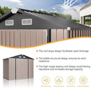 Aoxun 7x5 FT Outdoor Storage Shed with Floor Garden Metal Shed with Lockable Door Outdoor Large Shed for Tool, Garbage Can, Bike, Mower, Brown by GreenHaven Gardens