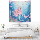HZOHNAGO Mermaid Girls Tapestry Watercolor Mermaid Princess Pattern Printed Wall Tapestry Wall Hanging for Bedroom Living Room Dorm 60" W x 60" H by CozyNest Decor
