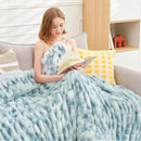 Ultra Soft Luxury Faux Fur Twin Blanket for Counch,Fuzzy Fluffy Plush Warm Cozy Elegant Wrinkled Blanket for Sofa Bedroom Living Room,（60"x80",Tie-dye Freshwater Blue） by CozyNest Decor