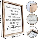 Christian Wooden Wall Signs, Living Room Decor, Home Church Decor for Room, Framed Wall Plaque Sign 15 * 11.5 inches, The Steadfast Love of the Lord Never Ceases Sign by CozyNest Decor