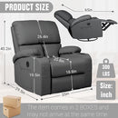 Rocking Recliner Chair, Massage Rocker Recliner Chair with Vibration Massage and Heat, USB and Type-C Ports,360° Swivel Faux Leather Chairs, Living Room, Bedroom, Nursery, RV, Dark Grey by TinyTreasures Baby Boutique