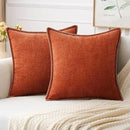 MIULEE Pack of 2 Fall Couch Throw Pillow Covers 16x16 Inch Rust Farmhouse Decorative Pillow Covers with Stitched Edge Soft Chenille Solid Dyed Pillow Covers for Sofa Bed Living Room by CozyNest Decor