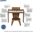 ZIPPY Kids Piano Keyboard, 37 Keys Digital Piano for Kids, Touch Sensitive Control Panel, Built-in Songs, Volume Adjustable, Music Educational Instrument, Wood Piano for 3+ Girls and Boys(Walnut Plus) by TinyTreasures Baby Boutique