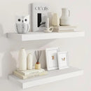 Fun Memories 24 Inch Floating Shelves for Wall, 9 Inch Deep White Rustic Wood Wall Mounted Shelves for Bathroom, Kitchen, Living Room, Set of 2 by CozyNest Decor