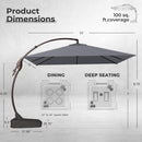 Grand patio Sunbrella 10x10 FT Cantilever Umbrella with Base Included Patio Square Aluminum Offset Umbrellas for Outdoor Pool (Charcoal, 10X10 FT-SUNBRELLA) by GreenHaven Gardens