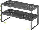 Expandable Cabinet Organizer Shelf With Adjustable Height, Stackable Kitchen Countertop Organizer Rack, Adjustable Shelf Riser For Kitchen Counter, Pantry, Cupboard, Desk, Tabletop