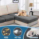 H.VERSAILTEX Velvet Stretch Sectional Couch Covers 4 Pieces Sofa Seat Cushion Covers L Shape Separate Cushion for Both Left/Right Couch (Large Sofa 3 Seater + 1 Chaise, Grey Striped) by CozyNest Decor