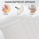 4-Piece White Medium Durable Organic Cotton Mesh Laundry Bags with Sturdy Zippers and Breathable Mesh are Delicate Laundry Bags for Underwear, Clothes, Pants and Socks by TinyTreasures Baby Boutique