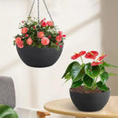 13 inch Hanging Planters for Indoor Plants, 2 Pack Planters for Outdoor Plants with Drainage Holes and Chain, Round Plastic Hanging Baskets, Hanging Flower Pots for Balcony Garden Decor-Black by CozyNest Decor