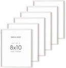 HAUS AND HUES White Oak 8x10 Picture Frame Set - Set of 6 8x10 Picture Frame Wood, White 8x10 Picture Frame Set of 6, Wooden Picture Frames 8x10, 6 8x10 Picture Frames for Wall (White Oak Frame) by CozyNest Decor