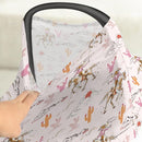 Cute Pink Cowgirl Car Seat Cover for Baby Western Cowgirls Horse Cactus Mountain Sunset Stretchy 5-in-1 Covers Adjustable Infant Carseat Canopy Cover Wild West Desert Breathable Nursing Cover-Up by TinyTreasures Baby Boutique