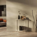Acrylic Console Table, Half Moon, 29.5" Small Entryway Table, Clear Entry Table for Sofa, Foyer, Hallway, Living Room, Easy Assembly, 2 Tier, 11.8" D x 31.5" H by CozyNest Decor