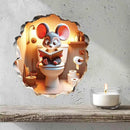 3D Mouse Sitting on Toilet - Mousehole Wall Sticker Decal - Removable Bathroom Decor - Kids Room - Peel & Stick - Whimsical Home Decor - MICESTERPIECE by CozyNest Decor