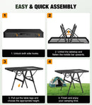 Foldable Grill Table with Mesh Desktop, 200lbs 3Ft Portable Folding Table, Height Adjustable Metal Table for Ourdoor, Camping, Picnic, BBQ and Beach, RV, 35.4" L x 23.6" W by GreenHaven Gardens