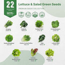 Organo Republic 22 Lettuce & Salad Greens Seeds Variety Pack 24,700+ Non-GMO Heirloom Lettuce Seeds for Indoor & Outdoor Garden, Hydroponics, Aerogarden - Arugula, Kale, Spinach, Swiss Chard, Lettuce by GreenHaven Gardens