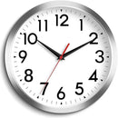 14 Inch Wall Clock Large Battery Operated Big Silent Non Ticking Analog Decorative for Living Room Office Kitchen Outdoor Classroom Bedroom Bathroom School Home(Silver) by CozyNest Decor