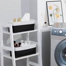 DULLEMELO Toilet Paper Storage Basket, Toilet Paper Basket for Back of Toilet, Bathroom Storage Basket for Cosmetics Towels Toilet Paper, Toilet Tank Basket with Rope Handles for Toilet(White&Black) by TinyTreasures Baby Boutique